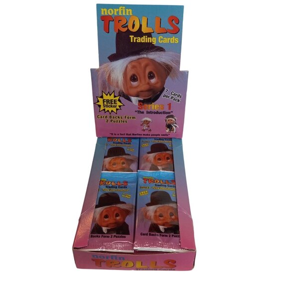 Norfin Trolls Series 1 Trading Cards Box 48 Packs 7 Per Pack Sealed 1992 Vintage - Picture 2 of 12